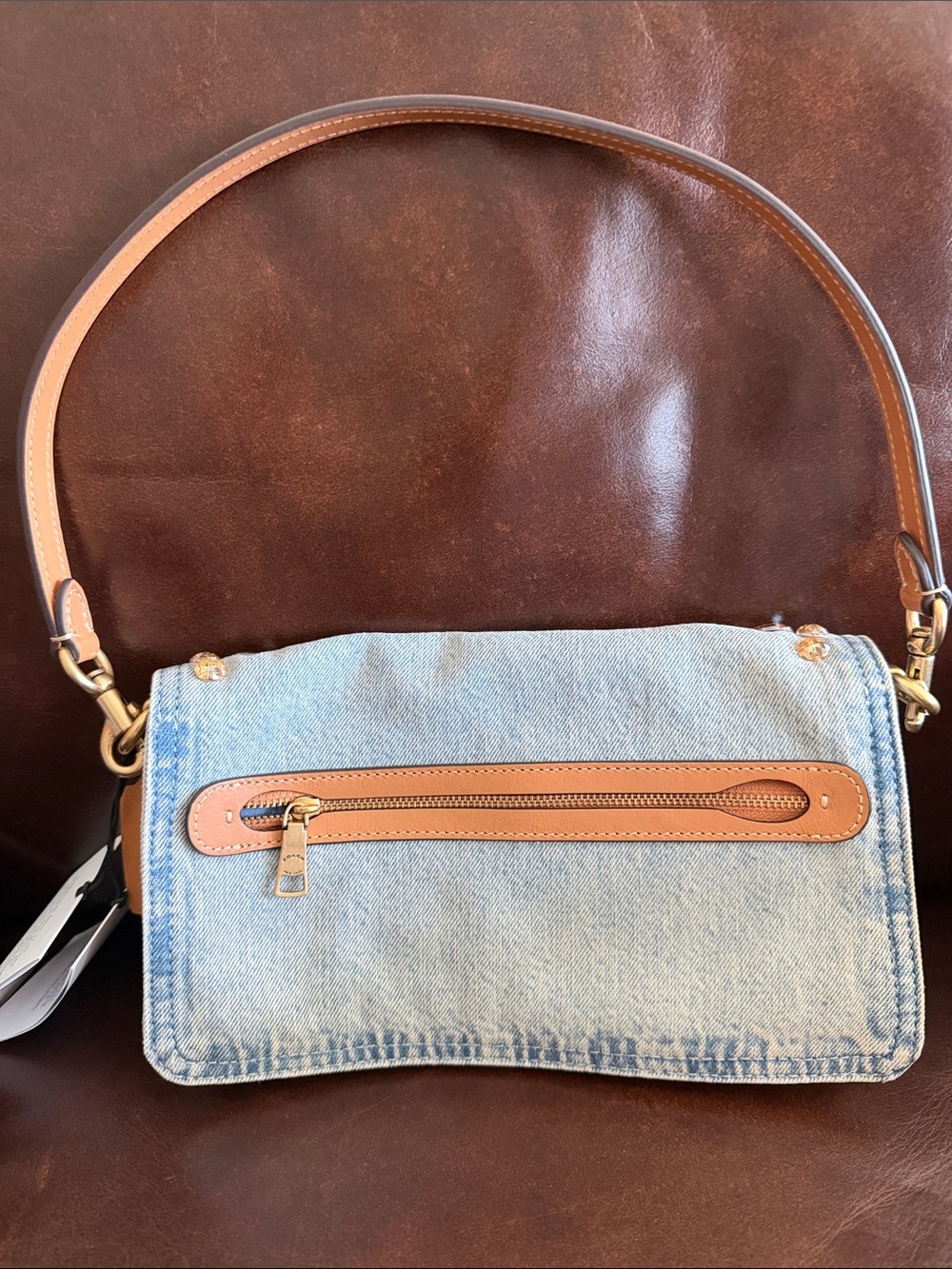 Coach Tabby 26 Denim with Crystal Shoulder Bag with Gold Crystal Embellishments - Picture 5 of 9